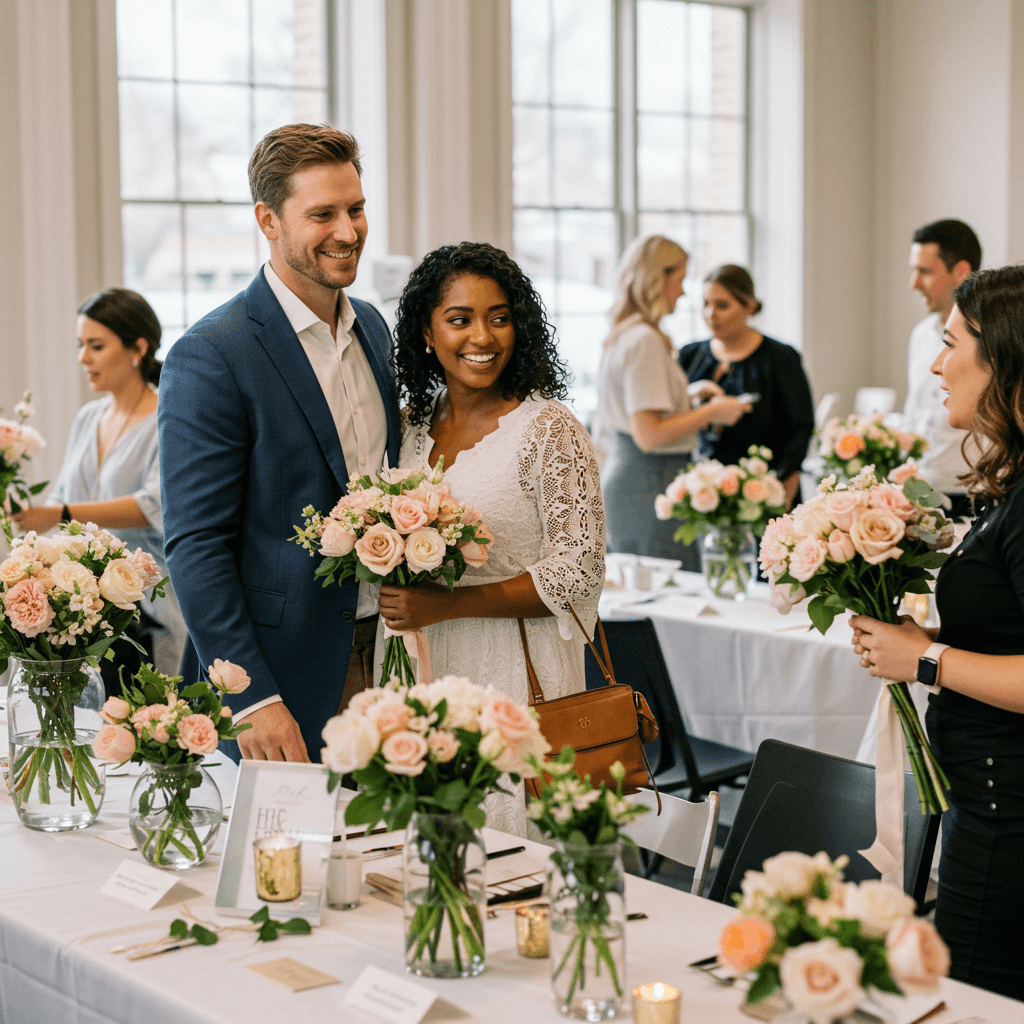 Couples at a bridal show